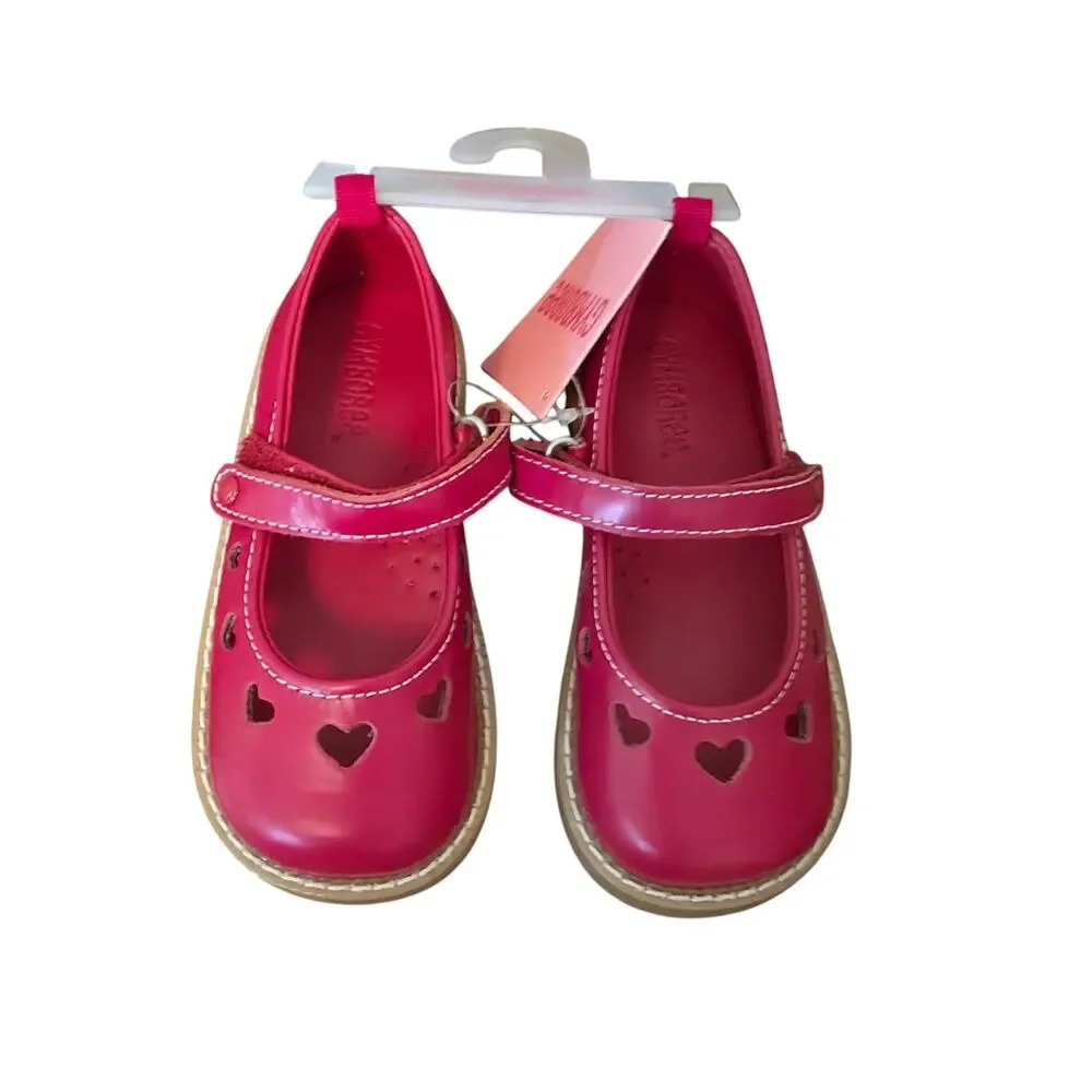 Vintage Gymboree Mary Jane Dress Shoes Size 8 Red Heart Cut Outs New With Tags